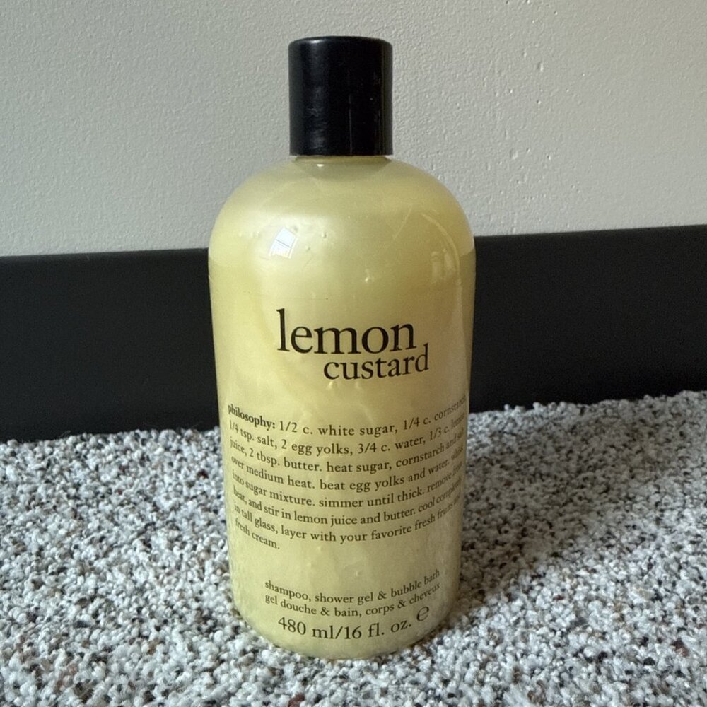 New Philosophy Lemon Custard 3 In 1 Shampoo Shower Gel & Bubble Bath 16 Oz